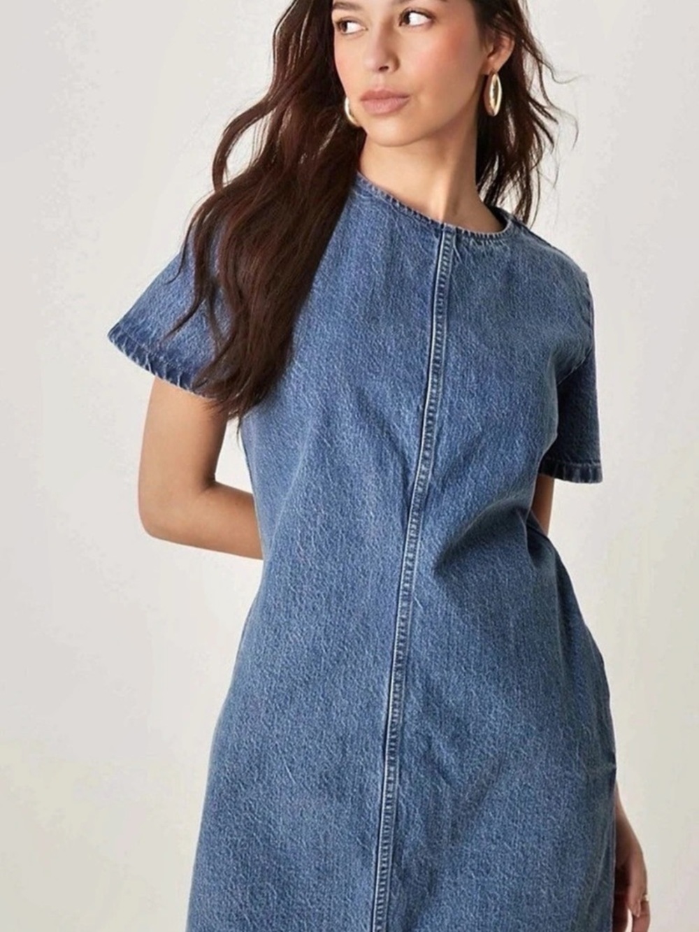 Abercrombie & Fitch Denim Shift Mini Dress Blue